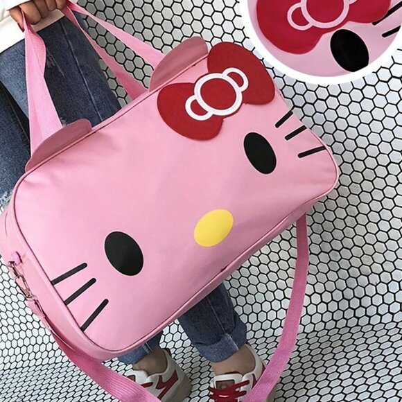 HELLO KITTY Pink Canvas Duffle / Travel Bag (BRAND-NEW & SUPER CUTE!) - Picture 5 of 8